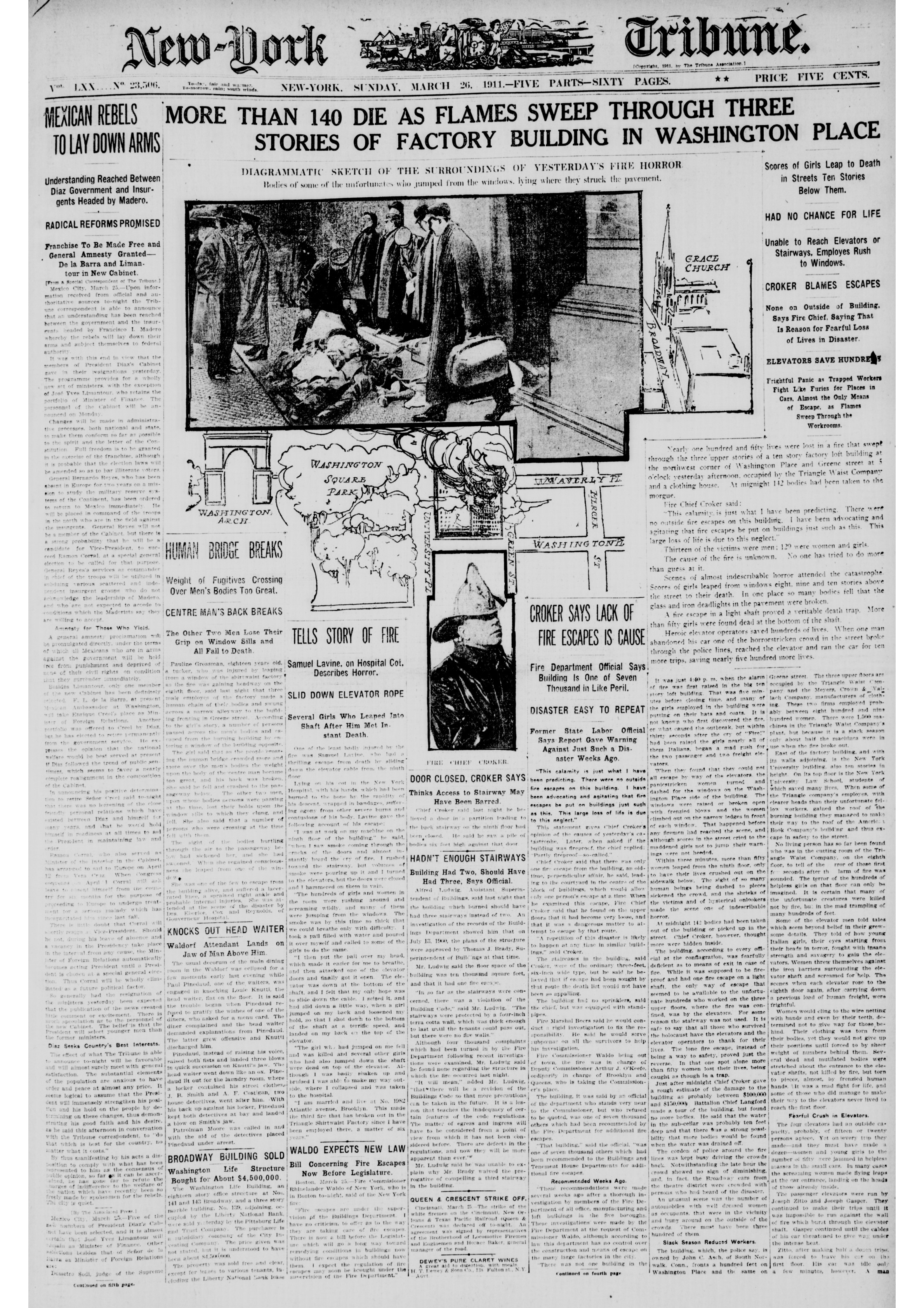 The Morning After the Triangle Fire — New-York Tribune · March 26, 1911 · Front Page